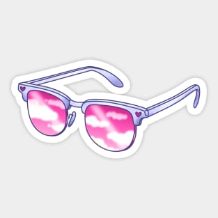 Blue sunglasses with pink sky lenses Sticker